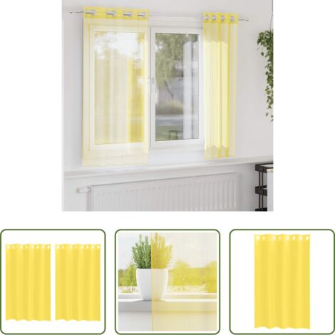 Cortinas semitransparentes -  Cortinas de gasa con ojales 2 uds amarillo