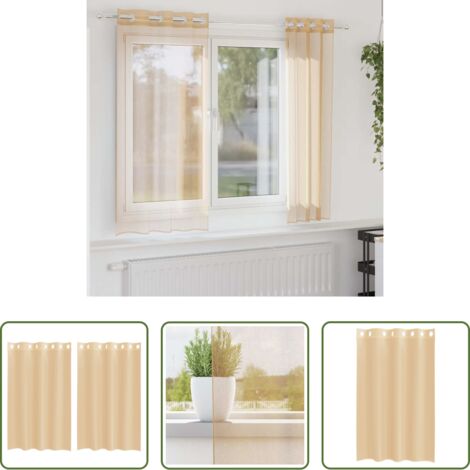 Cortinas semitransparentes -  Cortinas de gasa con ojales 2 uds arena