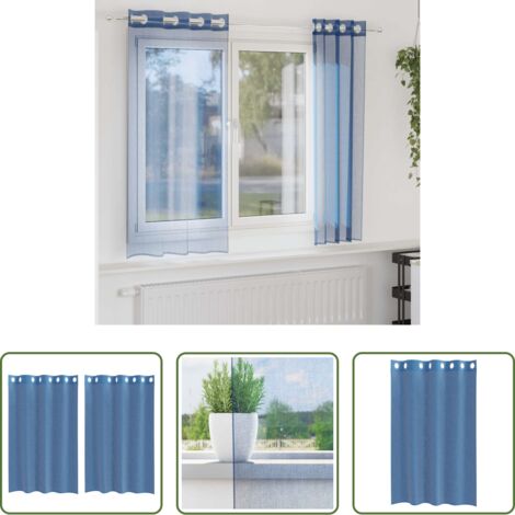 Cortinas semitransparentes -  Cortinas de gasa con ojales 2 uds azul real