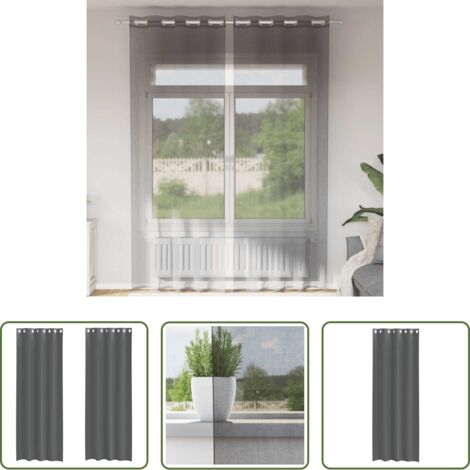Cortinas semitransparentes -  Cortinas de gasa con ojales 2 uds gris oscuro 140x300 cm