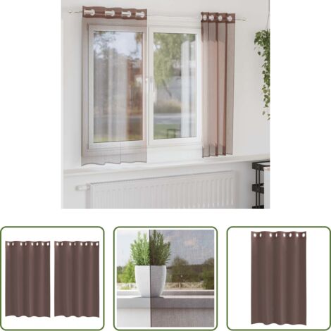 Cortinas semitransparentes -  Cortinas de gasa con ojales 2 uds marrón 140x175 cm