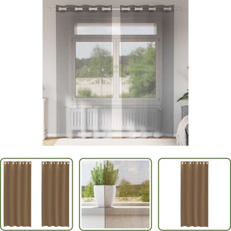Cortinas semitransparentes -  Cortinas de gasa con ojales 2 uds marrón claro