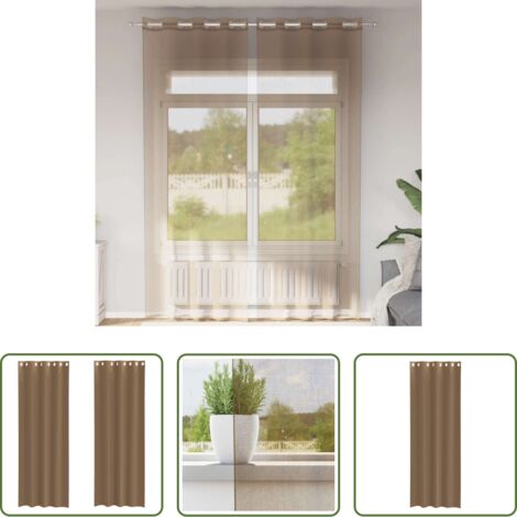 Cortinas semitransparentes -  Cortinas de gasa con ojales 2 uds marrón claro