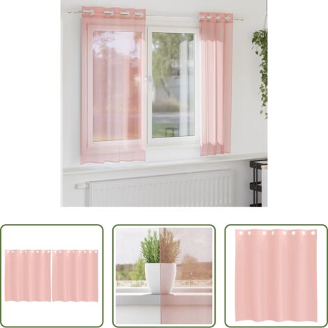 Cortinas semitransparentes -  Cortinas de gasa con ojales 2 uds rosa 140x140 cm
