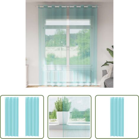 Cortinas semitransparentes -  Cortinas de gasa con ojales 2 uds turquesa
