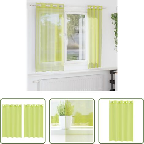 Cortinas semitransparentes - Cortinas de gasa con ojales  2 uds verde manzana 140x175 cm