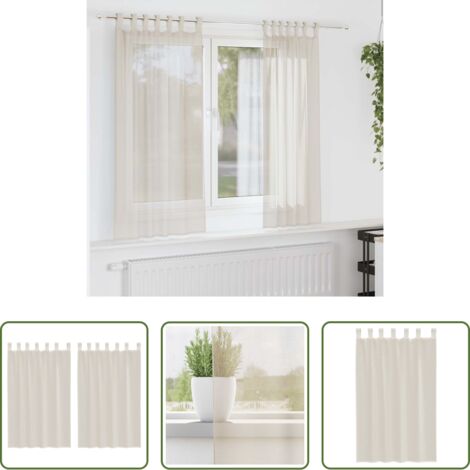 Cortinas semitransparentes -  Cortinas de gasa con trabillas 2 uds. crema