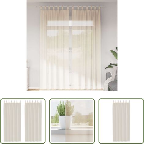 Cortinas semitransparentes -  Cortinas de gasa con trabillas 2 uds. crema