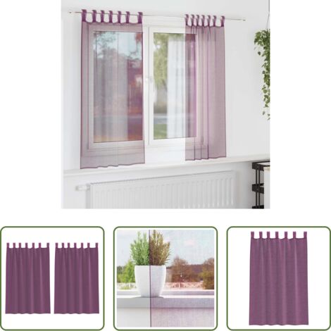 Cortinas semitransparentes -  Cortinas de gasa con trabillas 2 uds morado 140x175 cm