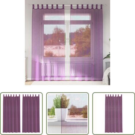 Cortinas semitransparentes -  Cortinas de gasa con trabillas 2 uds morado 140x245 cm
