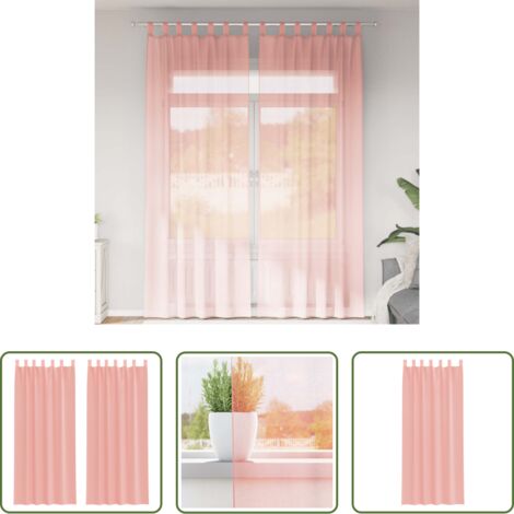 Cortinas semitransparentes -  Cortinas de gasa con trabillas 2 uds rosa 140x260 cm