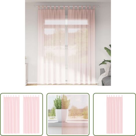 Cortinas semitransparentes -  Cortinas de gasa con trabillas 2 uds rosa claro 140x260 cm