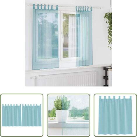 Cortinas semitransparentes -  Cortinas de gasa con trabillas 2 uds turquesa 140x140 cm