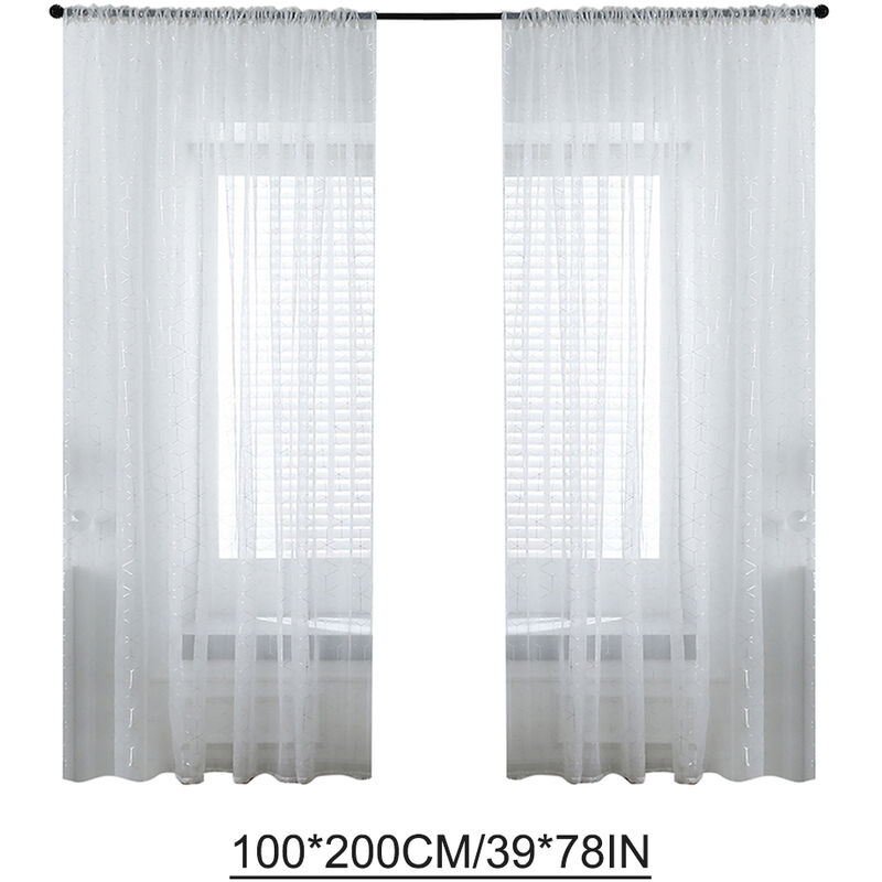 

Cortinas semitransparentes, cortinas que oscurecen la habitacion,Blanco y plateado, 39 'W * 78' L