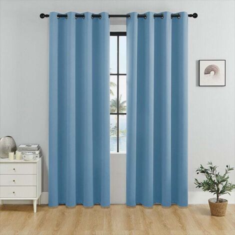 Cortinas térmicas opacas de dos paneles ZVD para salón y dormitorio, color azul, 132 x 305 cm