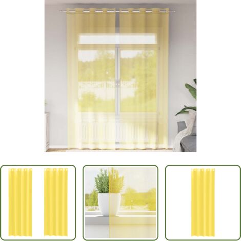 Cortinas transparentes -  Cortinas de gasa con ojales 2 uds amarillo