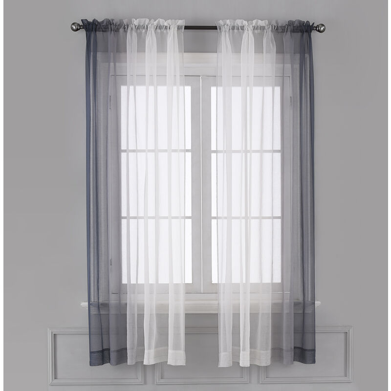 

Cortinas transparentes Ombre - Cortinas de dormitorio y sala de estar con bolsillo de varilla de semi voile degradado de lino sintetico,Gris, 52 'de