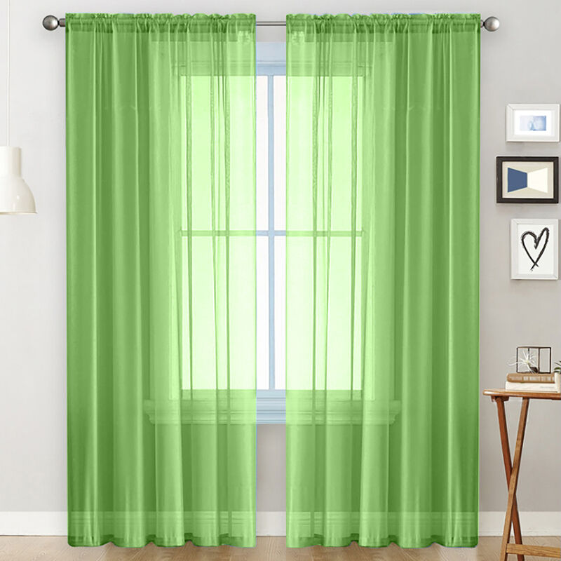 

Sala de estar cortinas del bolsillo de Rod cortina de la ventana Paneles dormitorios semi pura gasa cortinas, verde (39''Wx98''L, 2 paneles)