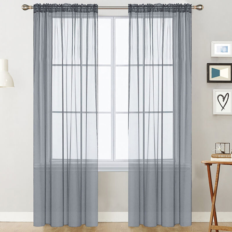 

cortinas transparentes Salon Rod a partir de paneles de la cortina de la ventana cortinas semitransparentes Dormitorio Gris Vela (55''Wx84''L, 2