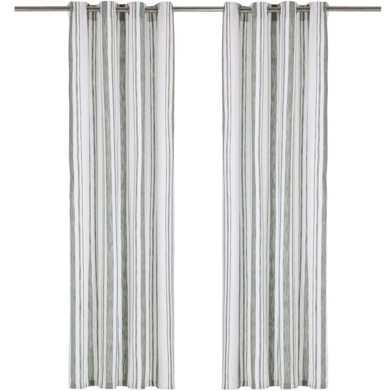 

Cortinas y anillas de metal 2 pzs algodon verde rayas 140x245cm