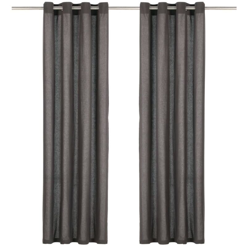 

Cortinas y anillas metal 2 uds algodon gris antracita 140x175cm