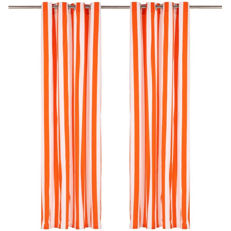 

Cortinas y aros de metal 2 piezas tela naranja rayas 140x245 cm