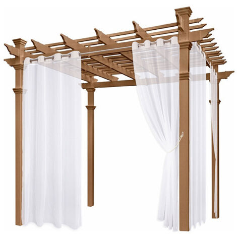 Cortinas y ventanas impermeables para exteriores, modernas sombrillas para balcones y cenadores, cortinas de gasa blanca para protección solar，132x274cm，2PCS
