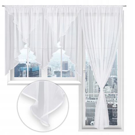 Cortinas y visillos transparentes para balcón, salón y dormitorio, 300x145 y 200x250