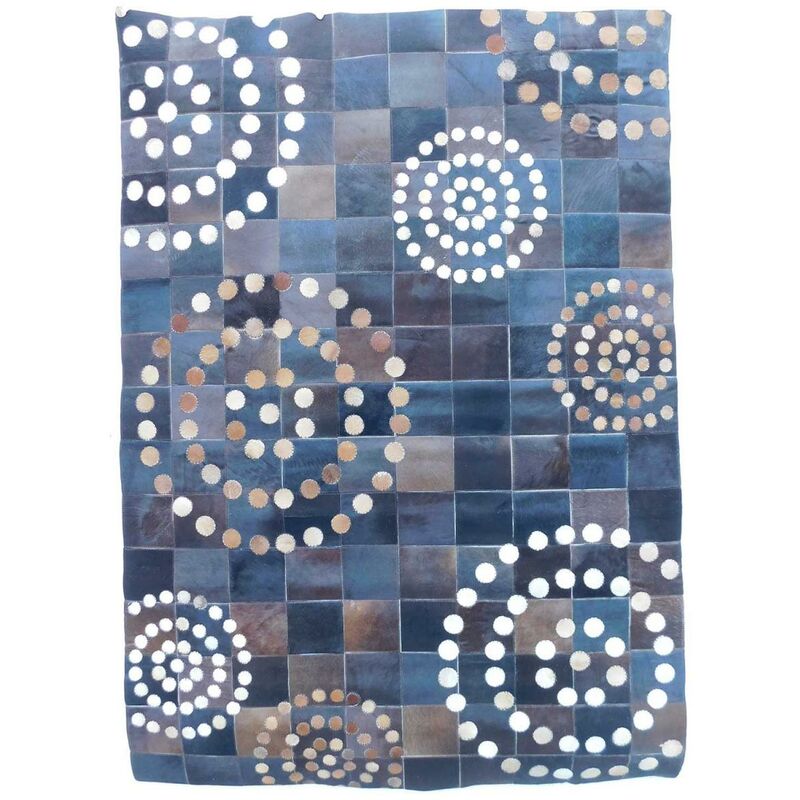 

cosidas a mano kilim alfombra 80x150 cm rectangular de cuero de lujo 4 Azul Asamblea de habitaciones - Bleu
