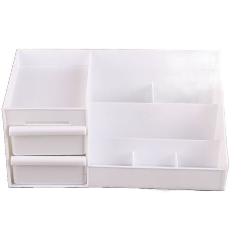 Cosmetic Storage Box Elegant Multifunctional Countertop Makeup Organizer with Drawers for School Office Art Supplies M White