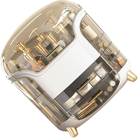 Cosmetique Cosmetic Box Vertical Organisateur Rotatif White ABS Capacité Large Transparent Imperméable Compartiment