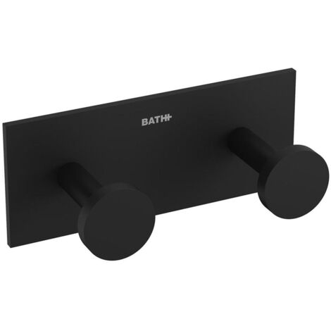 COSMIC Double Towel Hook, Robe Hook, Self-adhesive, Black, Stick Collection