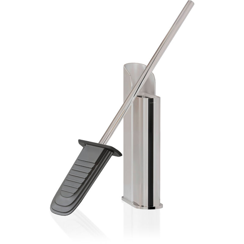 COSMIC Brosse de Toilette en Silicone au Design Flexible et Ultrafine. Porte-brosse de Sol ou Mural pour WC. Porte-brosse de Couleur Chrome
