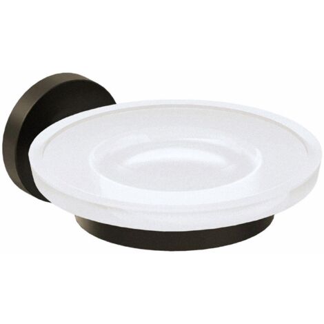COSMIC Soap Dish, Wall-mounted, Glass and Metal, Matt Black, Start Collection