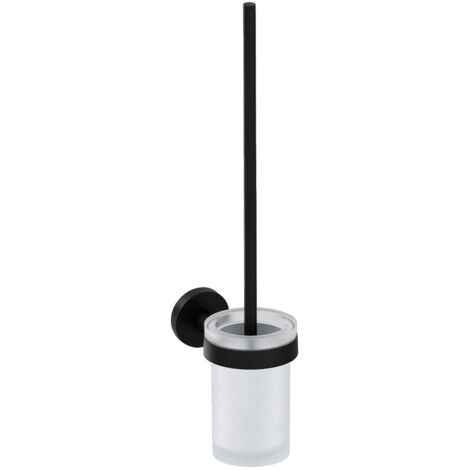 COSMIC Toilet Brush, Matt Black, Wall-Mounted, Glass and Metal,Start Collection