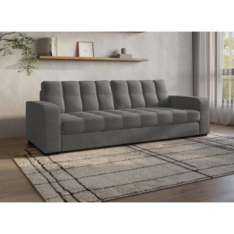 COSMO - Canapé 3 places en velours gris COSMO