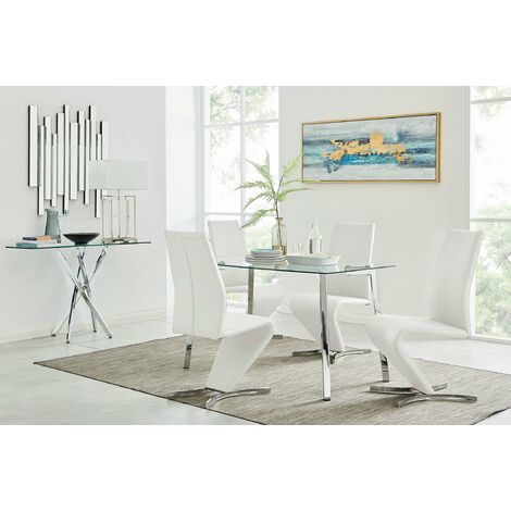 main image of "Cosmo Chrome Glass Dining Table And 4 Willow Dining Chairs Set"