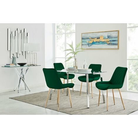main image of "Cosmo Dining Table and 4 Pesaro Gold Leg Chairs"