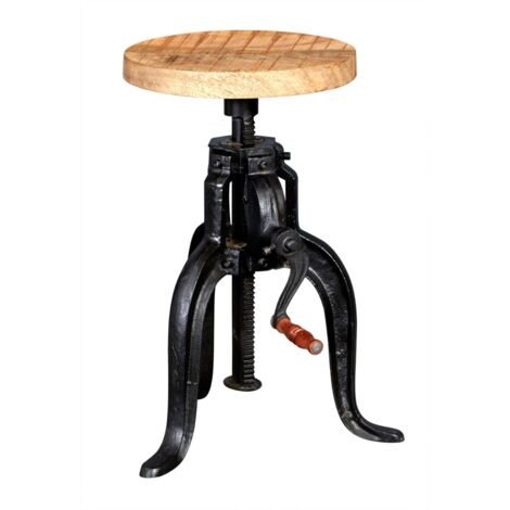 Cosmo Industrial Small Crank Table - Solid Mango Wood - L30 x W30 x H50 cm (Extendable upto 70 cm)