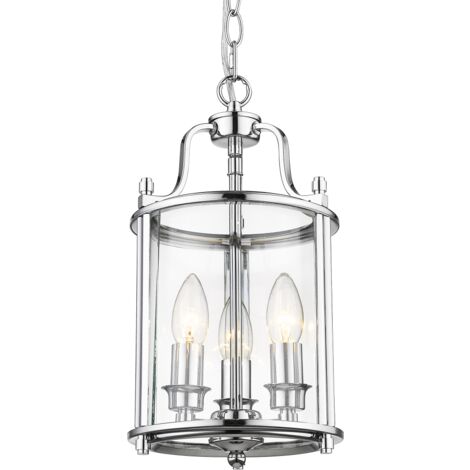 Cosmo New York 3 Light Lanterns Pendant Ceiling Light Silver, E14
