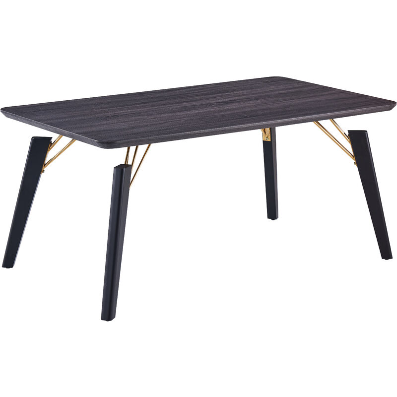 Cosmo - Table à Manger Noire Design - Structure Noire et Dorée - Style Design & Contemporain - Salle à Manger, Cuisine - Noir