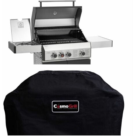 CosmoGrill 3+1 Platinum Black Gas Barbecue incl. Side Burner + Cover