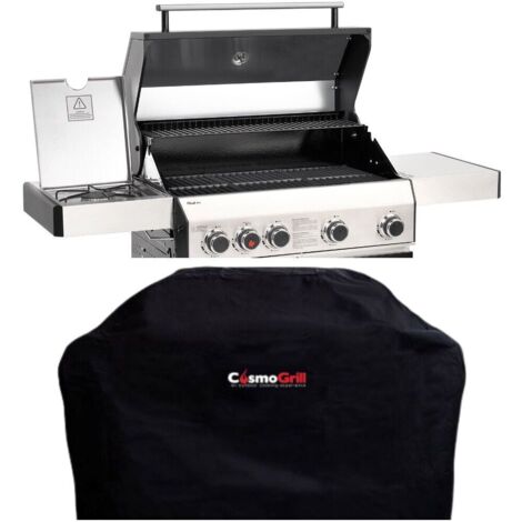 CosmoGrill 4+1 Platinum Black Gas Barbecue incl. Side Burner + Cover