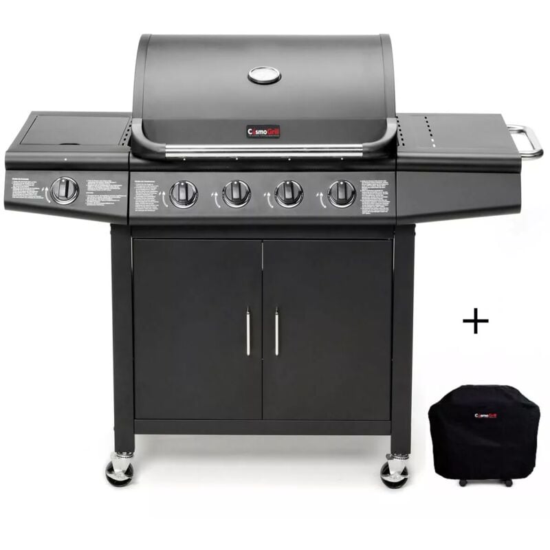 CosmoGrill 4+1 Pro Gas BBQ Barbecue Grill Inc. Side Burner- 93411 with cover