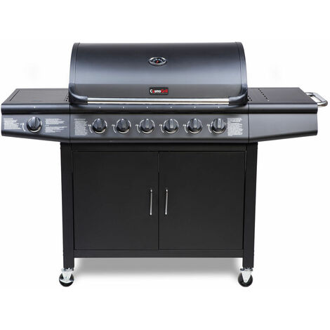 COSMOGRILL ™ CosmoGrill 6+1 Pro Gas Burner Grill Barbecue Incl. Side Burner - Black 77 x 42 cm
