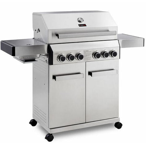 main image of "CosmoGrill Barbecue 4+2 Platinum Stainless Steel Gas Grill BBQ (Silver)"