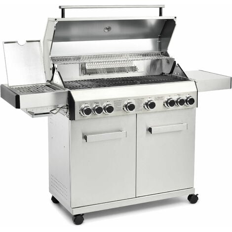 main image of "CosmoGrill Barbecue 6+2 Platinum Stainless Steel Gas Grill BBQ (Silver)"