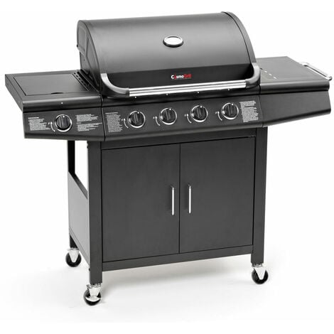 main image of "CosmoGrill Pro 4+1 Gas Burner Grill BBQ Barbecue Incl. Side Burner - Black - Black"