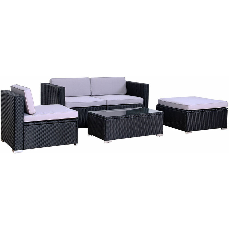 Cosmoliving Outdoor California Rattan Garden Furniture Set Modular Cosmoliving Outdoor California Rattan Garden Furniture Set Modular Patio Sofa Black