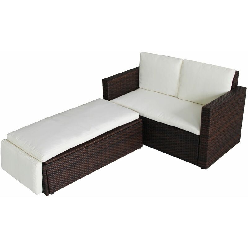 Evre Outdoor Rattan Garden Sofa Furniture Set Love Bed two ...